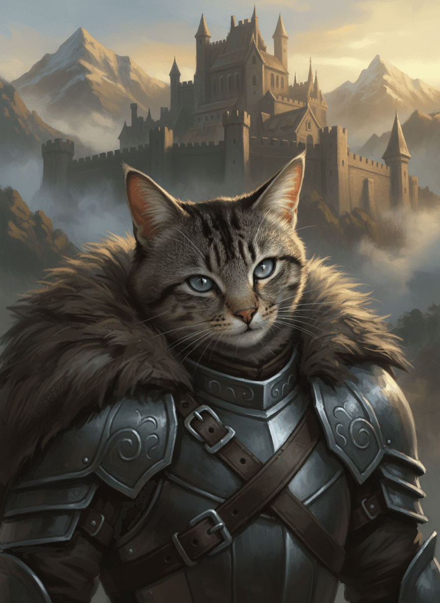 Tabby cat, Fantasy Warrior style