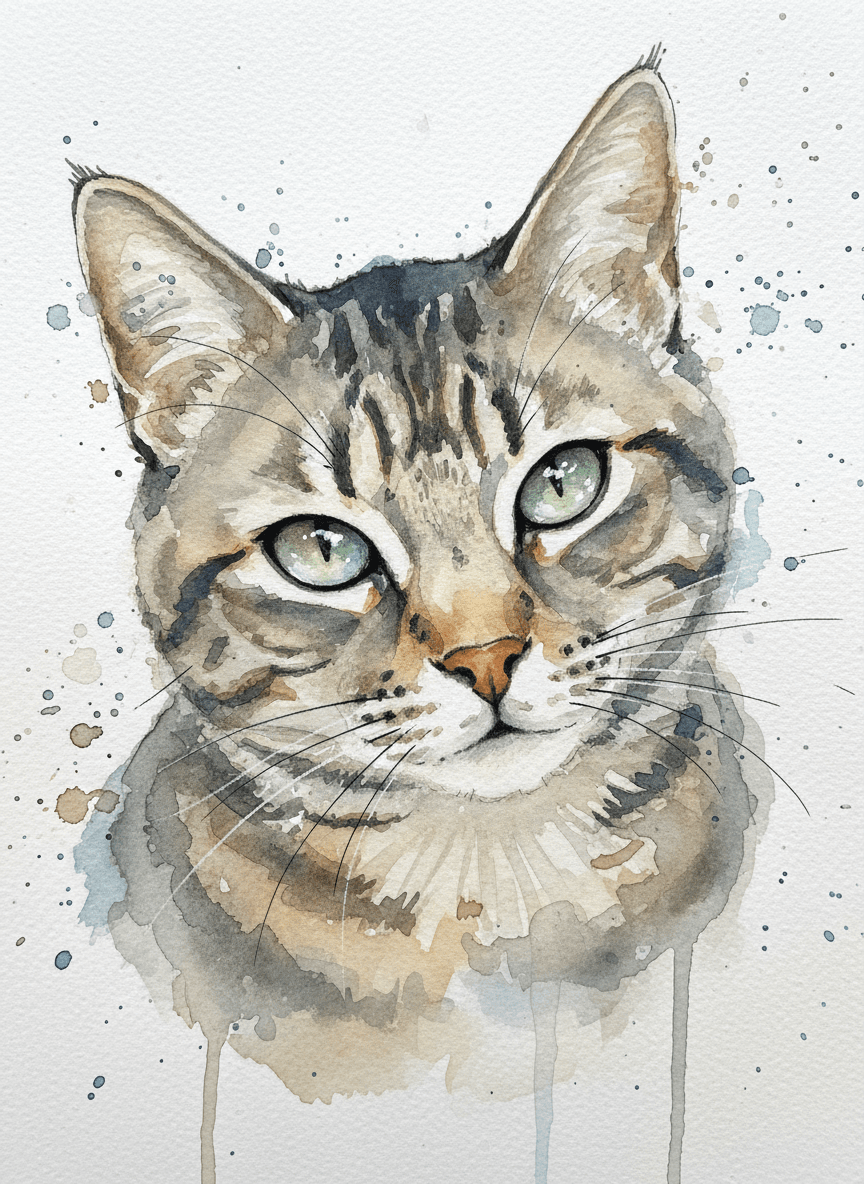 Tabby cat, Watercolor style