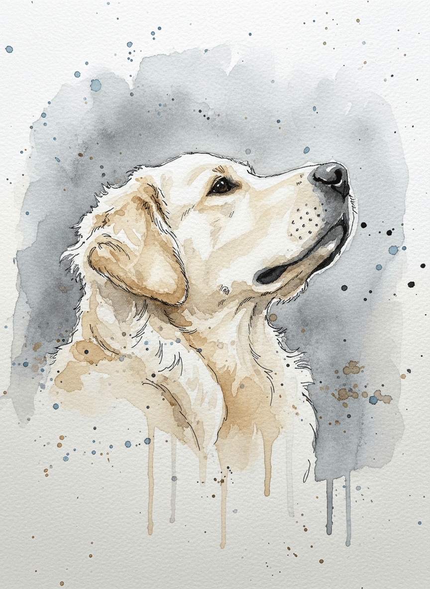 Golden retriever, Watercolor style
